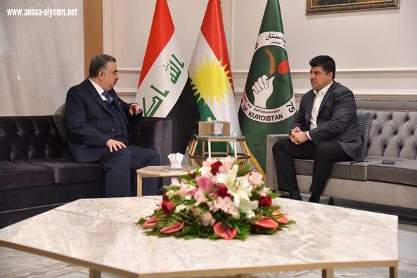 السيد لاهور شيخ جنگي الطالباني الرئيس المشترك للإتحاد الوطني الكوردستاني يستقبل السفير عمر البرزنجي