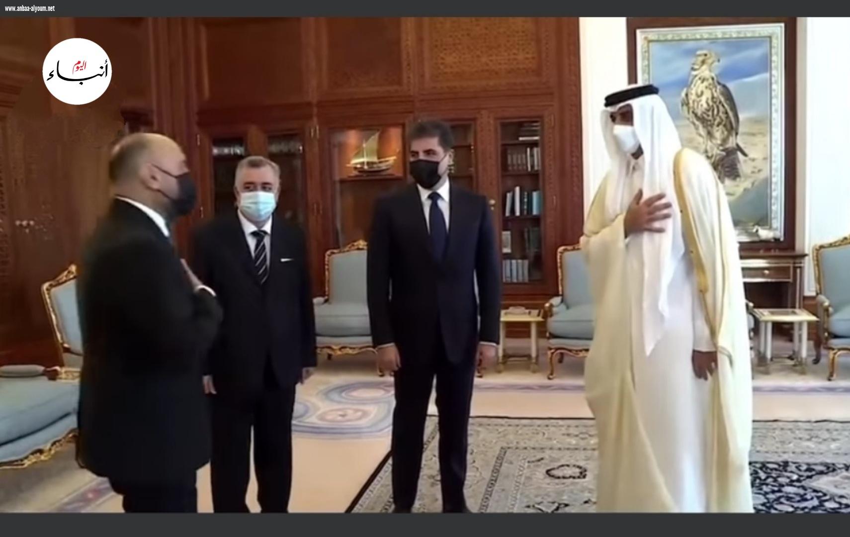 الشيخ خالد بن خليفة بن عبد العزيز آل ثاني رئيس الوزراء وزير الداخلية في دولة قطر يستقبل السيد رئيس اقليم كوردستان العراق