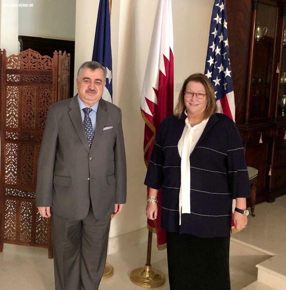السفير عمر البرزنجي يلبي دعوة سعادة السفيرة غرتا حلتز القائم بالاعمال للولايات المتحدة الأمريكية في دولة قطر