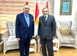 الأمين العام للإتحاد الإسلامي الكوردستاني يستقبل وكيل وزارة الخارجية عمر البرزنجي في مكتب السليمانية للإتحاد الاسلامي الكوردستاني 