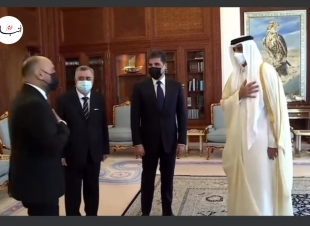 الشيخ خالد بن خليفة بن عبد العزيز آل ثاني رئيس الوزراء وزير الداخلية في دولة قطر يستقبل السيد رئيس اقليم كوردستان العراق