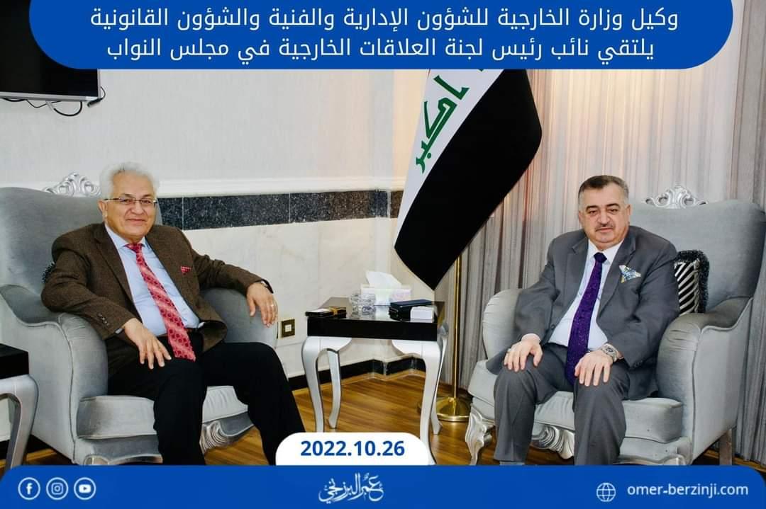 وكيل وزارة الخارجية للشؤون الإدارية والفنية والشؤون القانونية يلتقي نائب رئيس لجنة العلاقات الخارجية في مجلس النواب