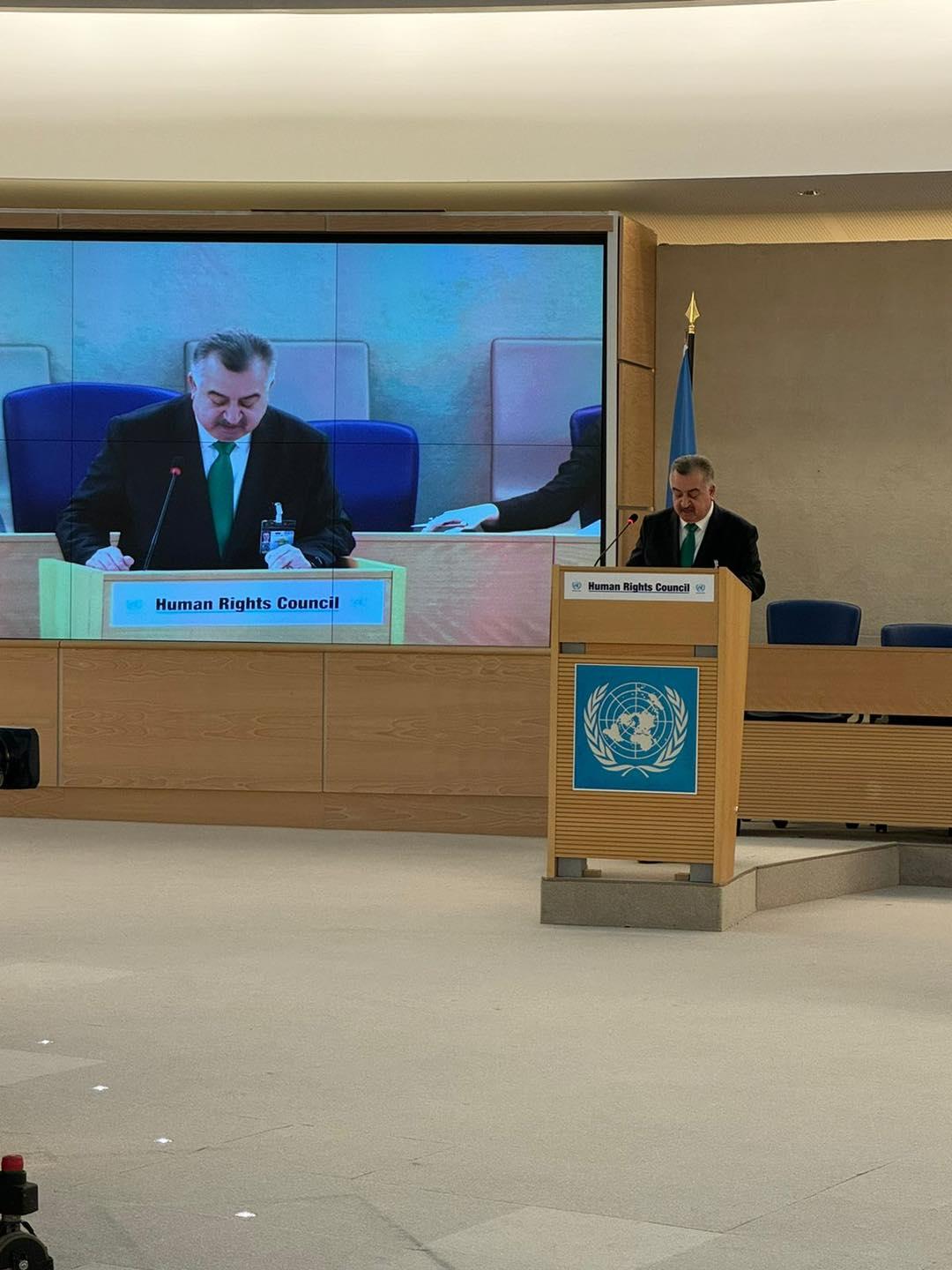 وكيل وزارة الخارجيَّة للشُؤُون مُتعددة الأطراف والشُؤُون القانونيَّة يُلقي كلمة العراق في الجزء رفيع المُستوى للدورة (55) لمجلس حقوق الإنسان 